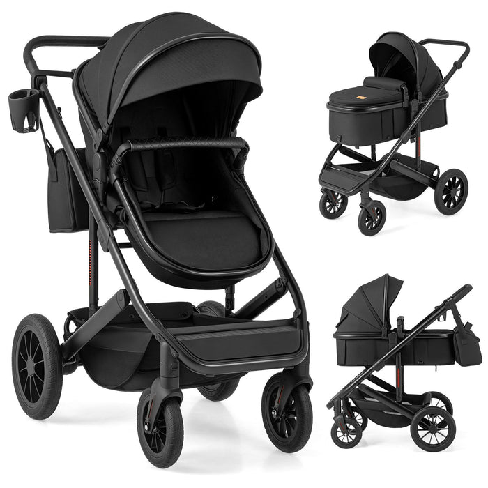 3-in-1 Newborn Stroller Folding Convertible High Landscape Toddler Stroller-
