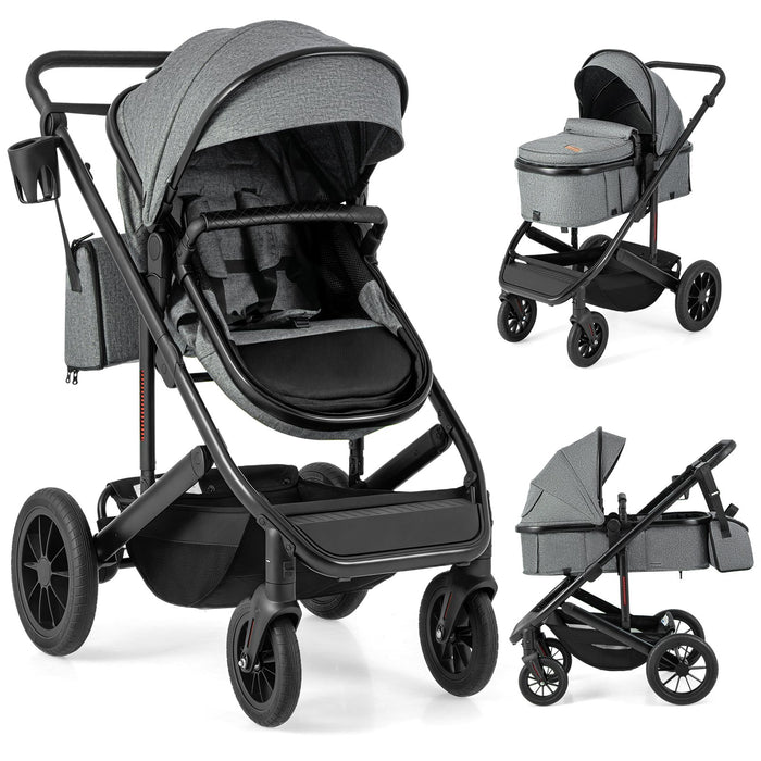 3-in-1 Newborn Stroller Folding Convertible High Landscape Toddler Stroller-