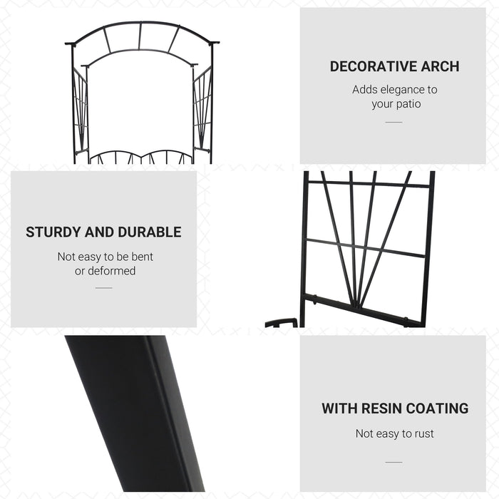 Outsunny Garden Bench, 2 Seater Outdoor Patio Bench, Metal Garden Loveseat with Arch for Vines and Climbing Plants, Black