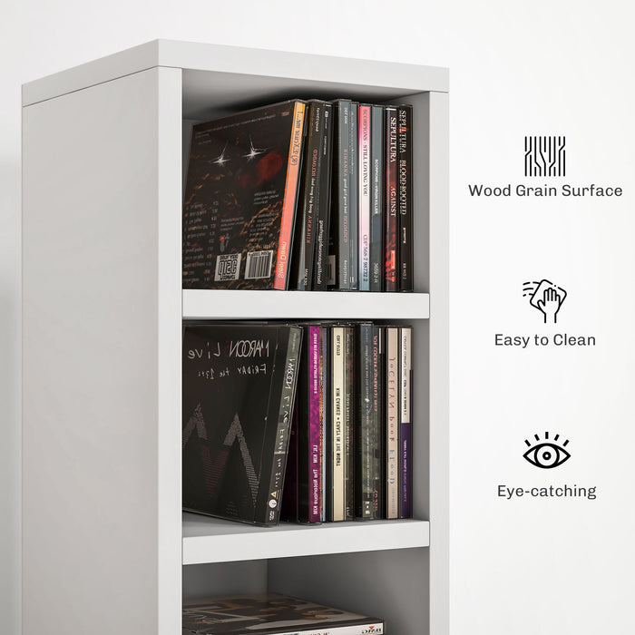 HOMCOM 204 CD Storage Unit, DVD Storage Tower with 12 Cubes, 175cm Tall Bookcase for Living Room, Home Office, Study Room, White