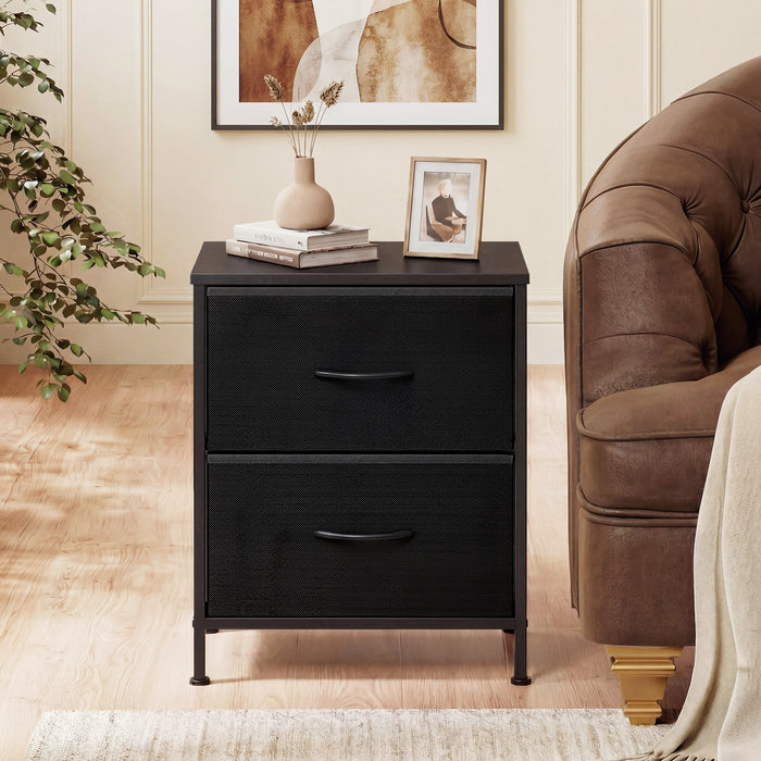 Nightstand Set of 2 End Table with Fabric Drawers for Bedroom-