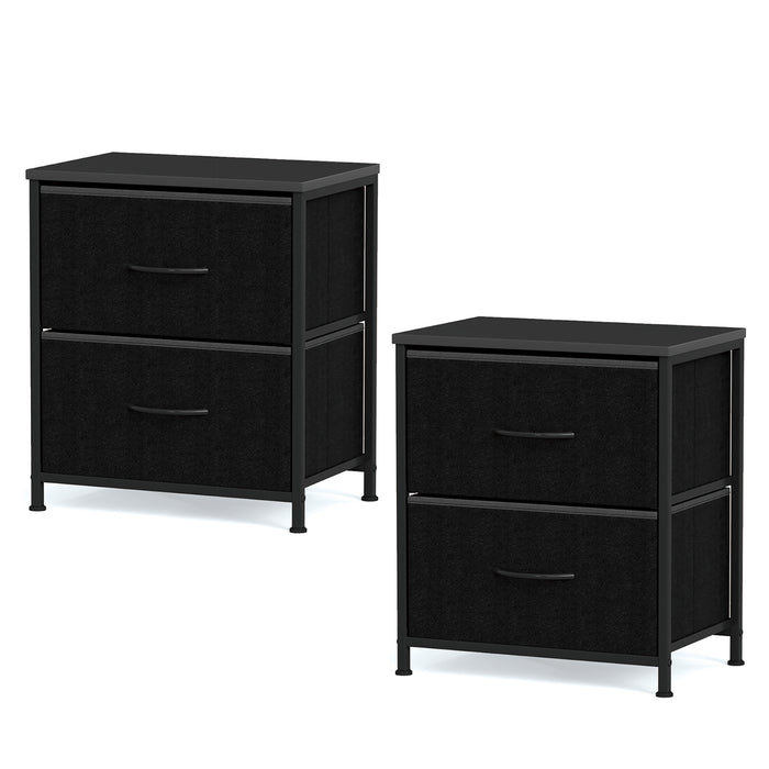 Nightstand Set of 2 End Table with Fabric Drawers for Bedroom-