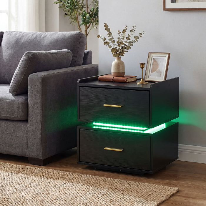 Nightstand with Charging Station and 2 Storage Drawers-