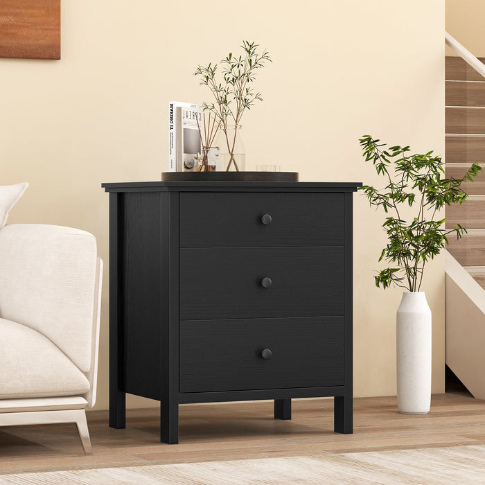 Nightstand with 3 Drawer for Bedroom Compact Storage Chest-