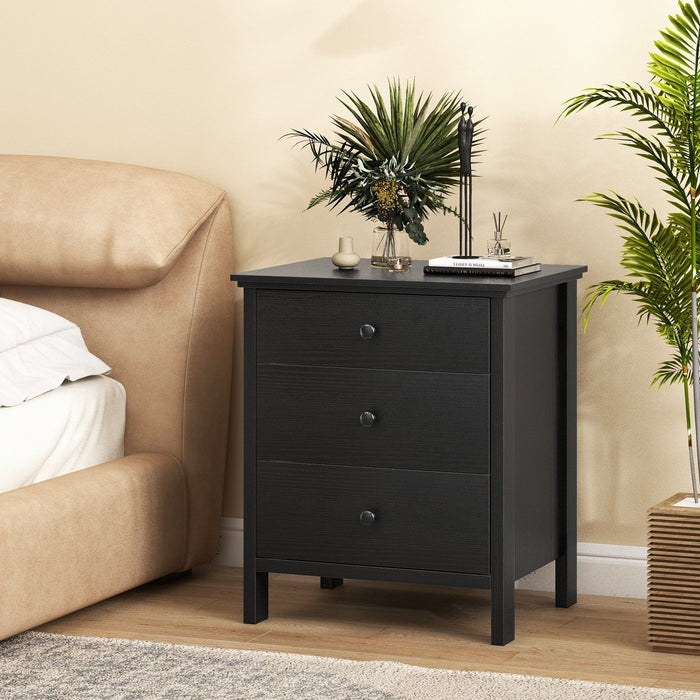 Nightstand with 3 Drawer for Bedroom Compact Storage Chest-