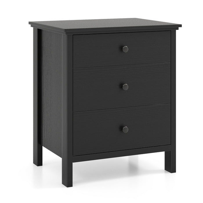 Nightstand with 3 Drawer for Bedroom Compact Storage Chest-