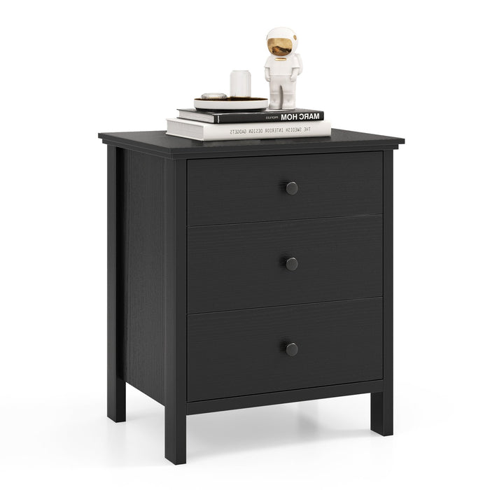 Nightstand with 3 Drawer for Bedroom Compact Storage Chest-