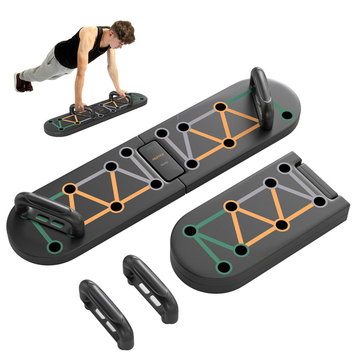 SPORTNOW Foldable Push Up Board, 11-in-1 Press Up Board, Portable Pushup Stand with Non-slip Pads, Multi-function Home Gym Equipment for Arm, Shoulder, Chest Muscle Training Fitness, Black