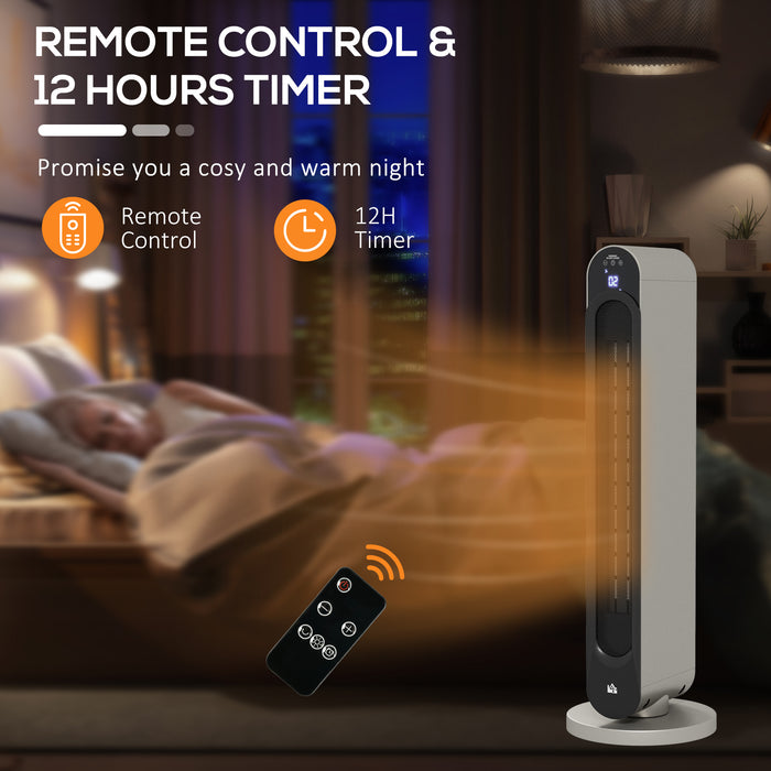 HOMCOM Electric Heater, 2200W Energy Efficient Ceramic Heater with Remote, 3 Modes, Timer, 45° Oscillation, Space Heater for Home, Silver