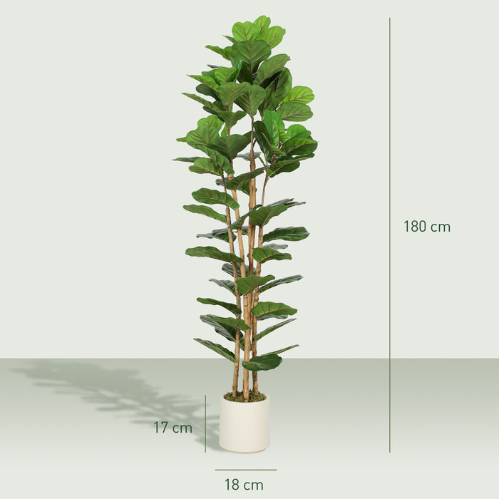 HOMCOM 180cm Artificial Fiddle Leaf Fig Tree - Green
