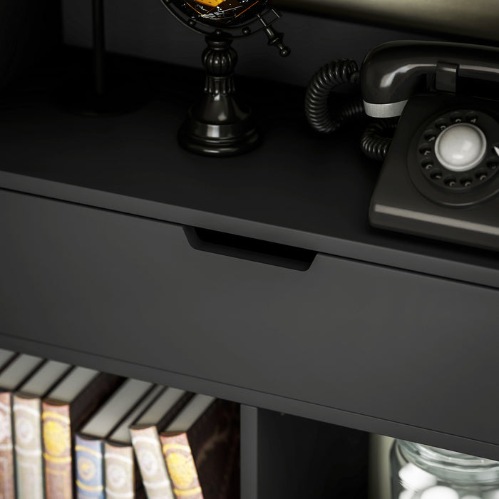 HOMCOM Tall Bookshelf with Drawer, Freestanding Bookcase for Bedroom, Living Room, Home Office, Black