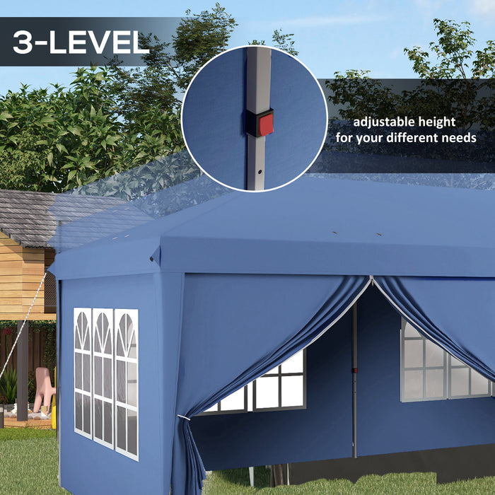 Outsunny 3x6m Pop-Up Gazebo, with Curtain Walls and Windows, Blue