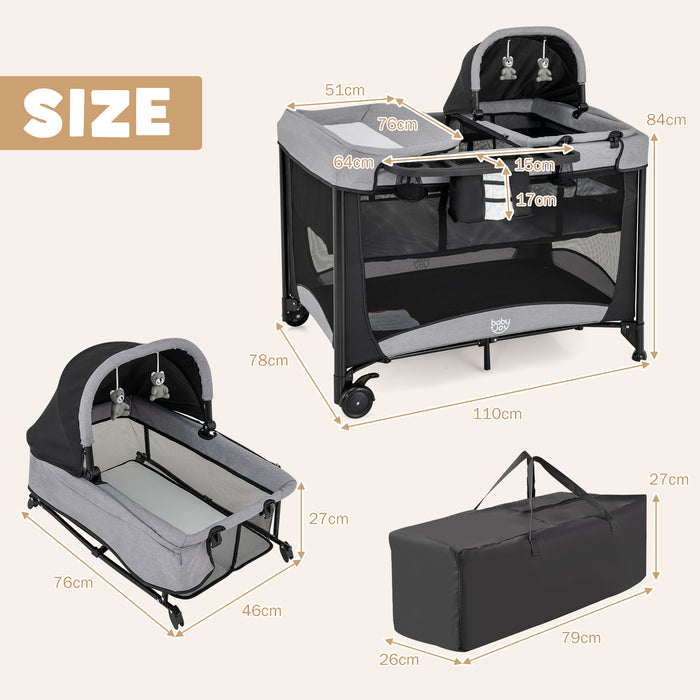 5 in 1 Portable Nursery Center with Bassinet and Cradle-