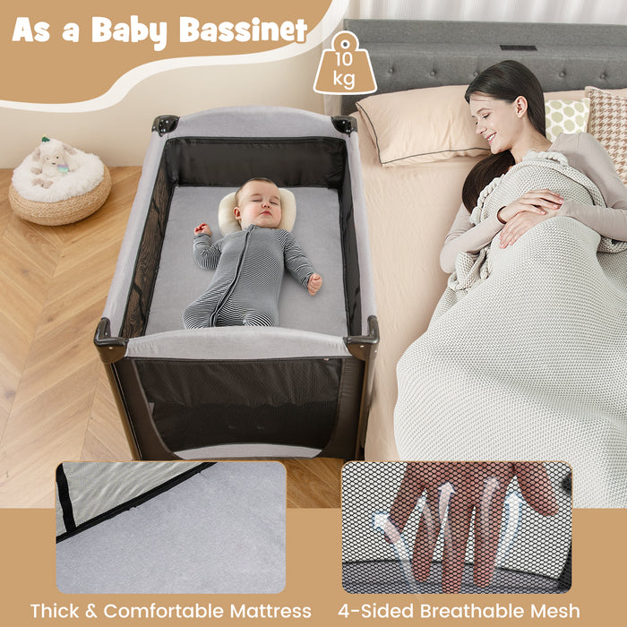 5 in 1 Portable Nursery Center with Bassinet and Cradle-