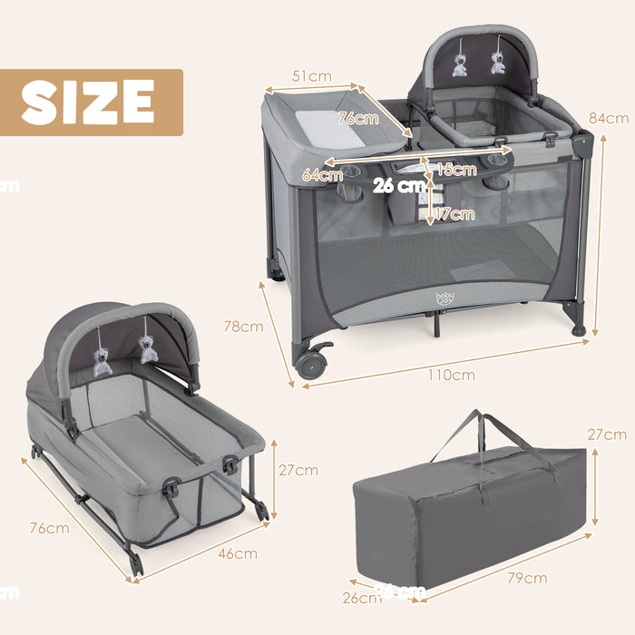 5 in 1 Portable Nursery Center with Bassinet and Cradle-