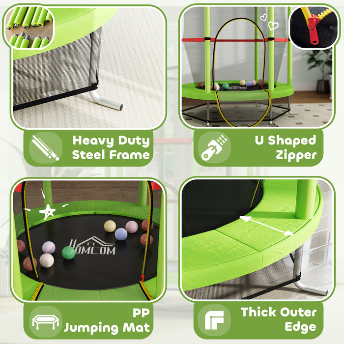 HOMCOM Kids Trampoline, with Enclosure Net, Steel Frame, for Ages 3-6 Years - Green