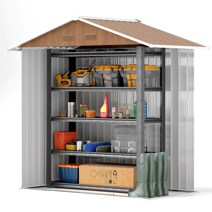 Outsunny 6.5 x 3.5ft Metal Garden Storage Shed - Wood-Effect