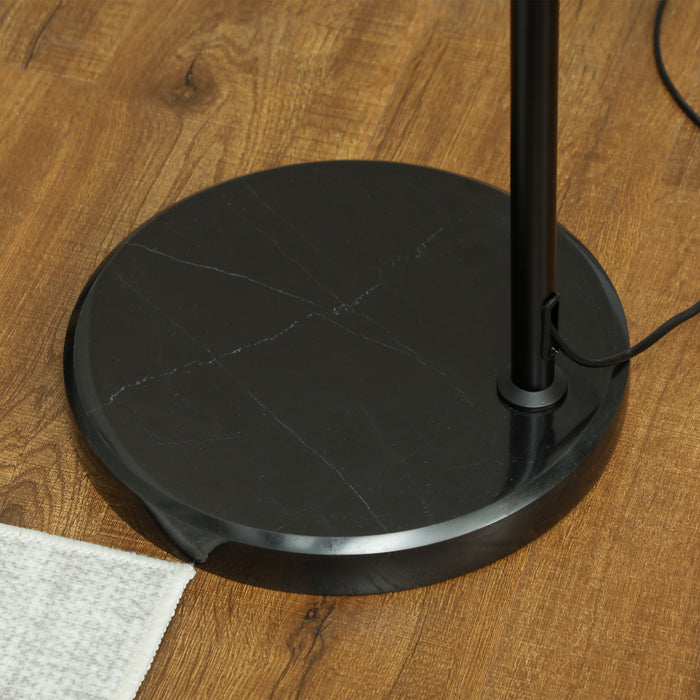 HOMCOM Floor Lamp for Living Room, Modern Standing Lamp with Dual-Layer Shade & Foot Switch, Height Adjustable Minimalist Tall Pole Lampshade for Bedroom, Office, Black