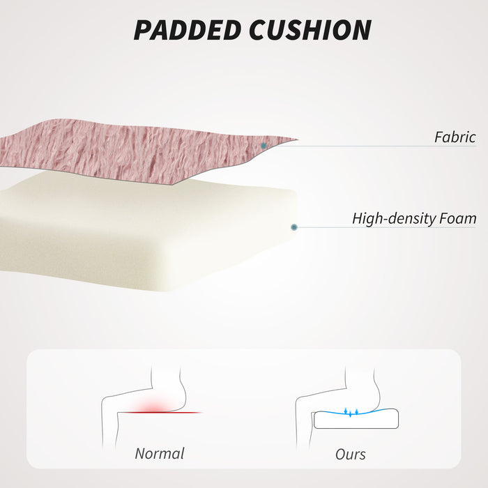 HOMCOM Plush Office Desk Chair, Modern Armless Swivel Vanity Chair with Adjustable Height for Home Office, Bedroom, Living Room, Pink