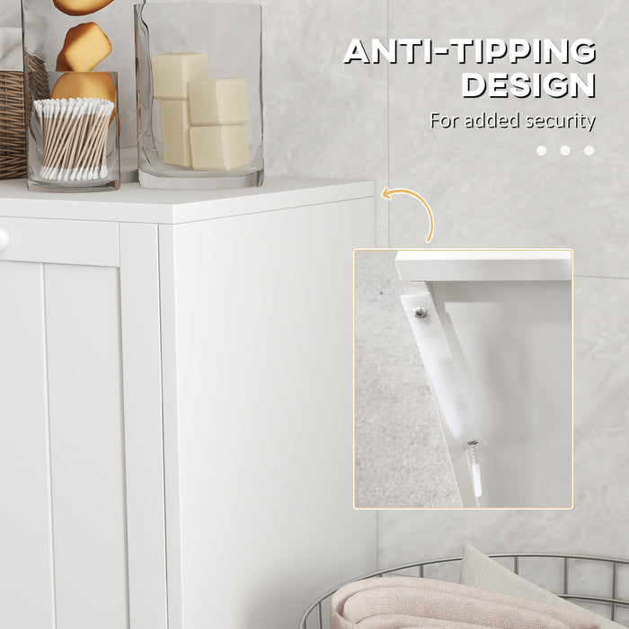 Aosom Tilt-Out Laundry Cabinet - Contemporary 2-Compartment Bathroom Organizer, White - Space-Saving Solution for Washroom Storage Needs