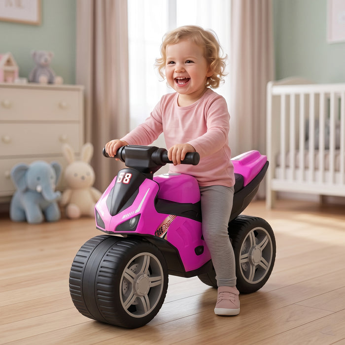 AIYAPLAY Balance Bike with Music Extra-Wide Wheels Toddler Bike for Boys Girls Pink