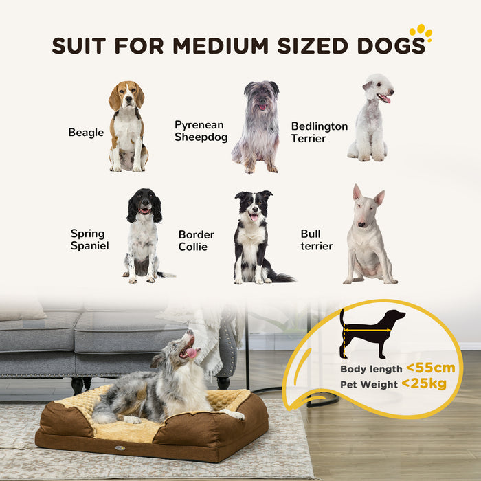 Calming Plush Dog Bed - Anti-Slip, Removable Cover Pet Mattress for Medium Dogs, 90x69x21cm - Comfort Solution for Restless Pets in Brown