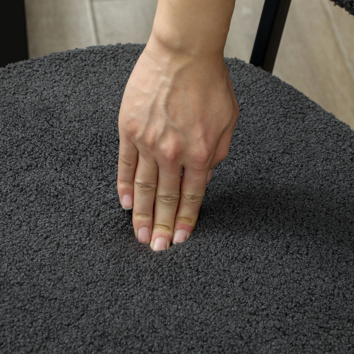 HOMCOM Boucle Dining Chairs Set of 4, Modern Upholstered Sherpa Kitchen Chairs with Backrest, Metal Legs and Padded Seat for Dining Room, Bedroom, Living Room, Black