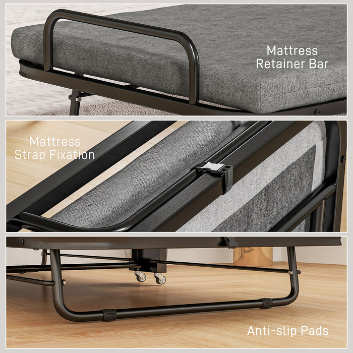 HOMCOM Single Temporary Folding Bed - Grey