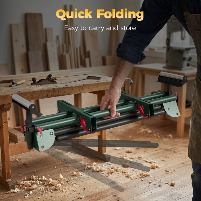 HOMCOM Universal Mitre Saw Stand with Adjustable Rollers and Support Arms, Portable Miter Saw Stand with Folding Legs
