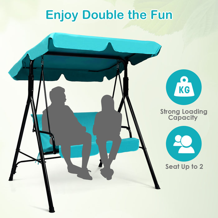 2 Seaters Garden Swing Chair with Adjustable Canopy-