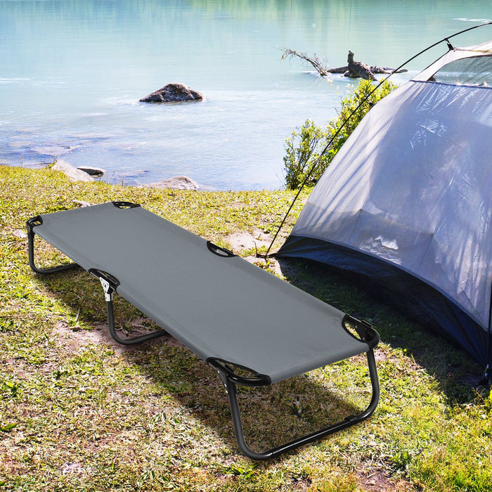 Folding Camping Bed with Non-slip Feet for Travel Patio Beach-Blue