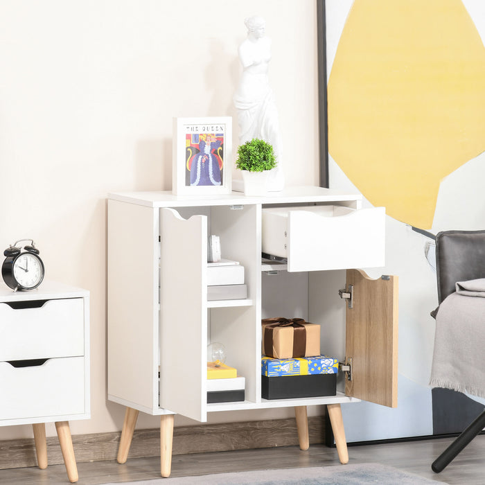 HOMCOM Bedroom Furniture Set, Wardrobe with Hanging Rail, 3 Drawer Chest of Drawers, Bedside Table with Drawer, Grey and White | Aosom UK