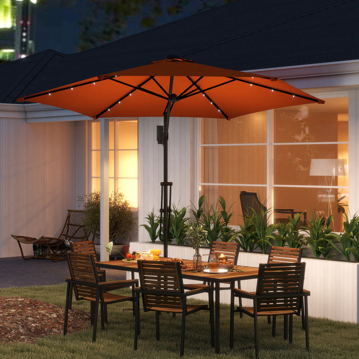 Outsunny 3(m) Garden Parasol Cantilever Umbrella with Solar LED - Orange