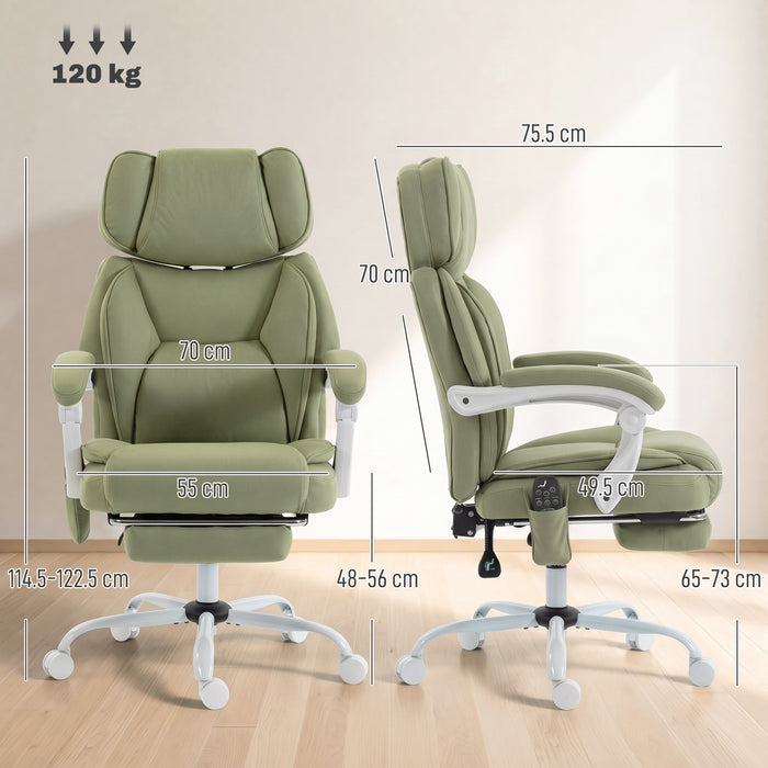 HOMCOM High Back Vibration Massage Office Chair Heated Reclining Computer Chair w/ Adjustable Height, Swivel Wheels, Lime Green