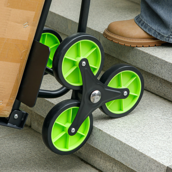 DURHAND Steel Climbing Stairs Trolley Hand Trucks 6-Wheels Foldable Load Cart 120kg, Green