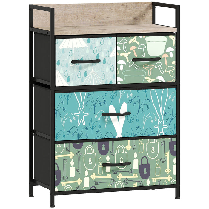 HOMCOM 4-Drawer Chest of Drawers - Blue