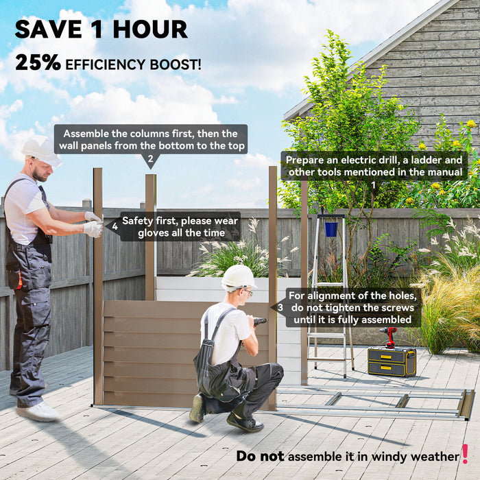 Outsunny 5 x 9ft Galvanised Metal Garden Shed with Foundation Kit, Outdoor Lean-to Shed, Tool Storage House with Lockable Doors, Gloves and 2 Air Vents for Patio, Garden, Brown