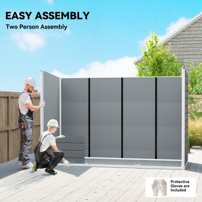 Outsunny 10 x 4 ft Resin Garden Shed, Outdoor Storage Shed with Floor, Windows, Lockable Doors and Vents, Grey
