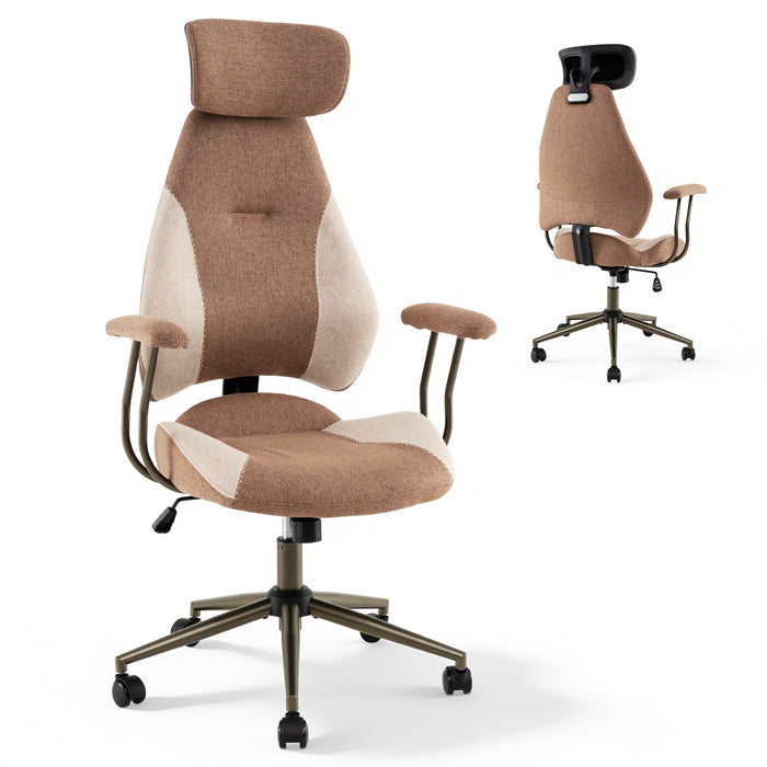Office Chair with 2D Adjustable Headrest Elastic Sponge Filling-