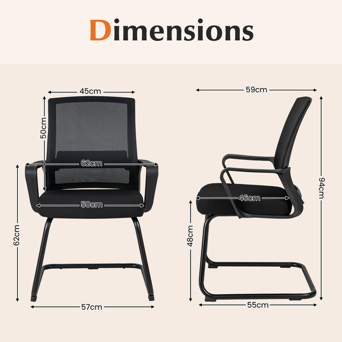 Office Guest Chair Set of 4 with Lumbar Support and Sled Base-