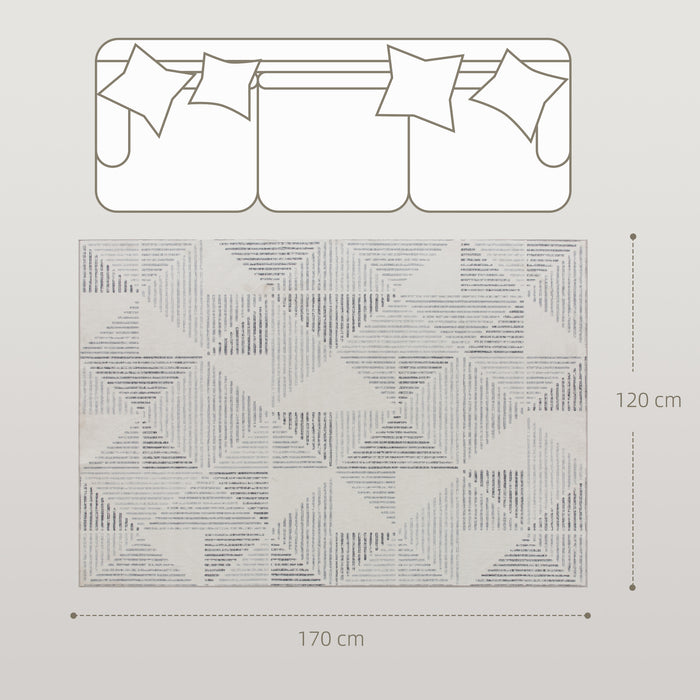 HOMCOM Modern Area Rug, Geometric Pattern Non-Slip Washable Rug, Soft Floor Carpet for Living Room, Bedroom, Dining Room, Home Office, 170 x 120 cm, Grey