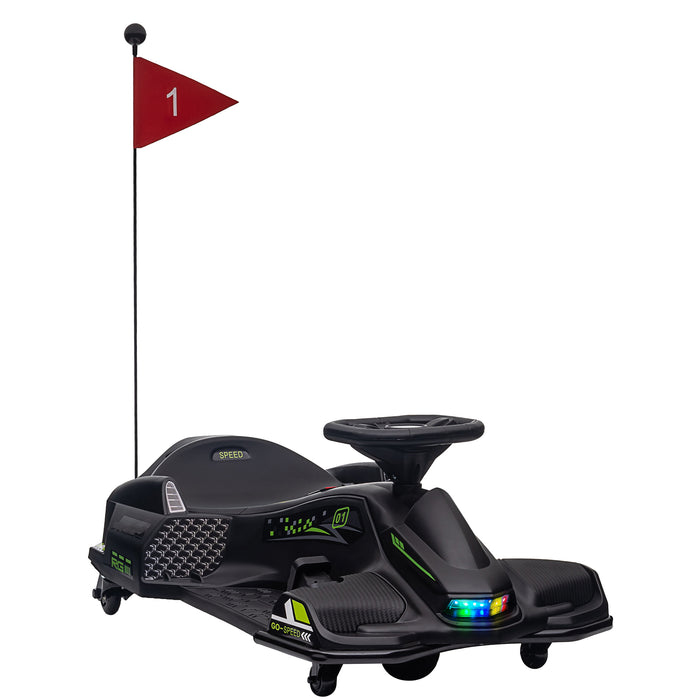 HOMCOM 12V Kids Electric Go Kart with Music, LED Lights, Slow Start, Black | Aosom UK