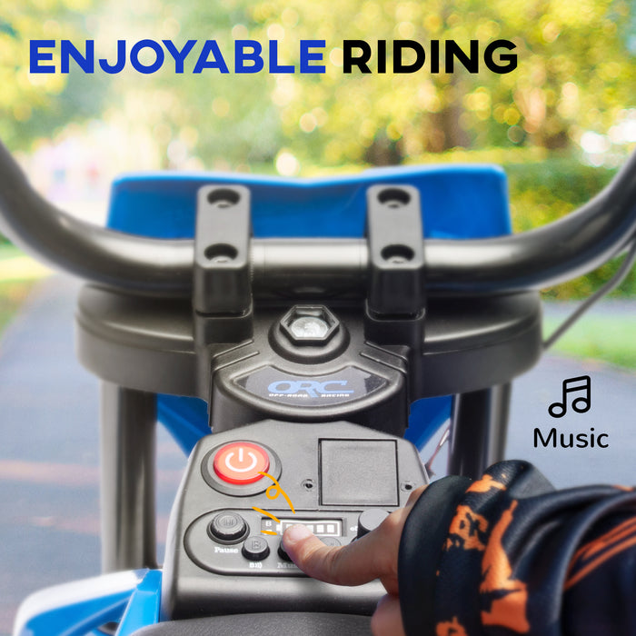 AIYAPLAY 12V Kids Electric Motorbike, Kids Electric Ride on Motorcycle w/ Twist Grip Throttle, Training Wheels - Blue | Aosom UK