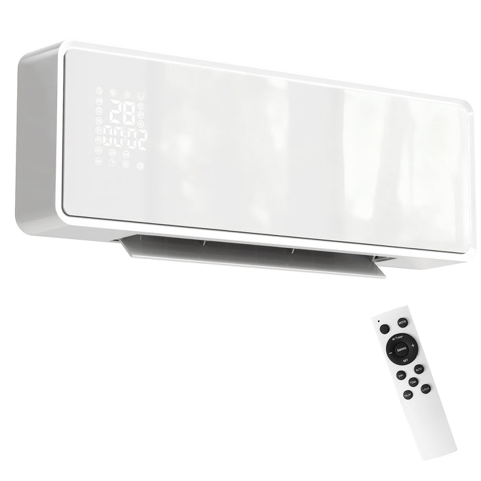 HOMCOM 2000W Ceramic Electric Heater with Fan, Adjustable Thermostat, Wall Mounted - White