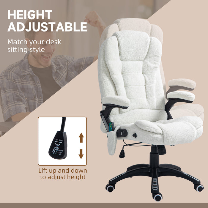 Vinsetto Boucle Six-Point Massage Office Chair - White | Aosom UK