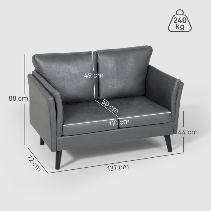 HOMCOM Two-Seater Leathaire Sofa - Grey