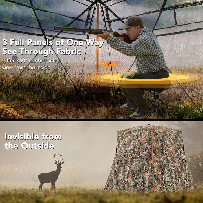 360° One Way See Through Ground Blind Hunting Blind for 2-