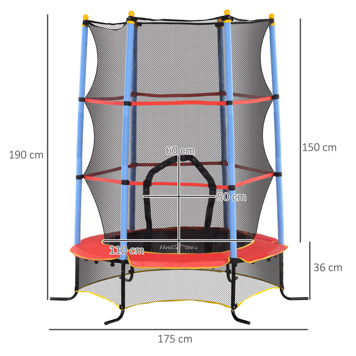 HOMCOM Kids Trampoline, with Safety Net, for Ages 3-10 Years