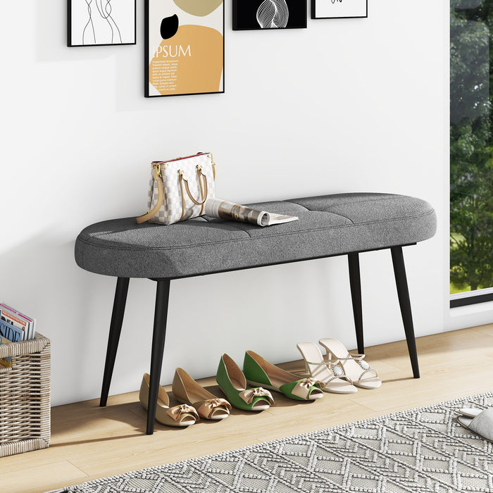 113 cm Ottoman Bench with Sponge Padded Cushion for Entryway Living Room Foyer-Black