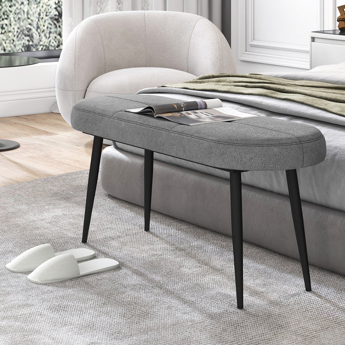113 cm Ottoman Bench with Sponge Padded Cushion for Entryway Living Room Foyer-Black